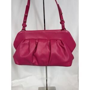 Vince Camuto Amari Clutch Shoulder Bag Handbag Pink Festival Fuchsia Leather